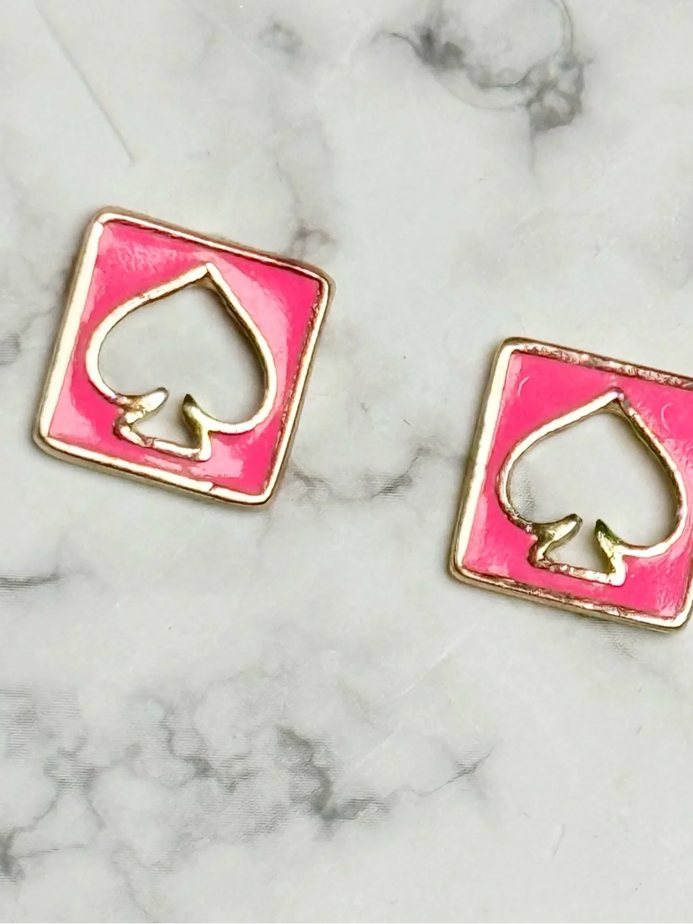 Kate Spade Gold Studs in Bright Pink